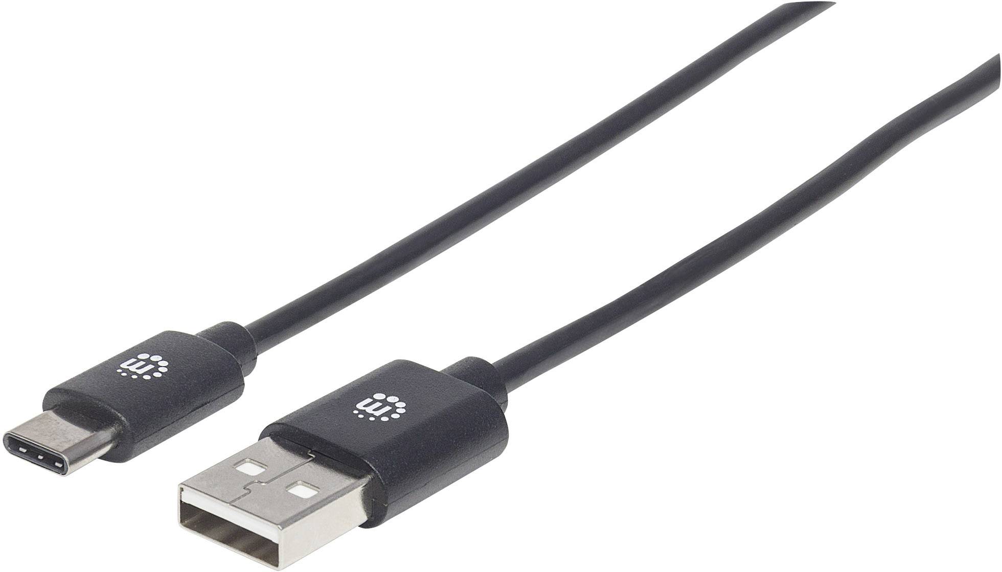MANHATTAN USB 2.0 Typ C-Kabel C-Stecker/A-Stecker 0,5m schw