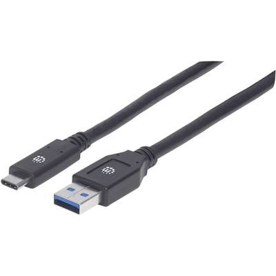 Manhattan USB-Kabel USB 3.2 Gen1 (USB 3.0 / USB 3.1 Gen1) USB-A Stecker, USB-C® Stecker 3.00 m Schwarz  354981