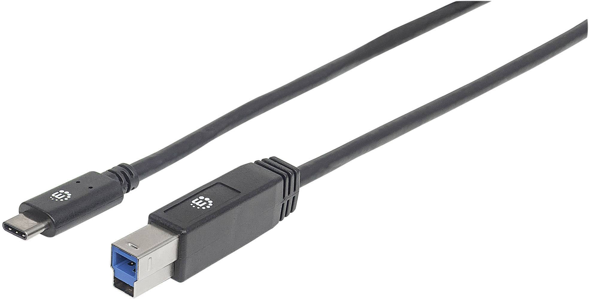 USB-C to USB-B Cable, 2m, Male to Male, Black, 5 Gbps (USB 3.2 Gen1 aka USB 3.0)