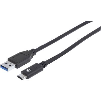 Manhattan USB-Kabel USB 3.2 Gen2 (USB 3.1 Gen2) USB-C® Stecker, USB-A Stecker 0.50 m Schwarz  354639