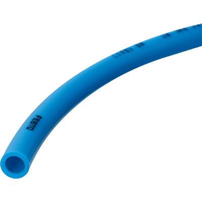 Blauer Kunststoffschlauch mit der Aufschrift 'Festo', gebogen dargestellt.