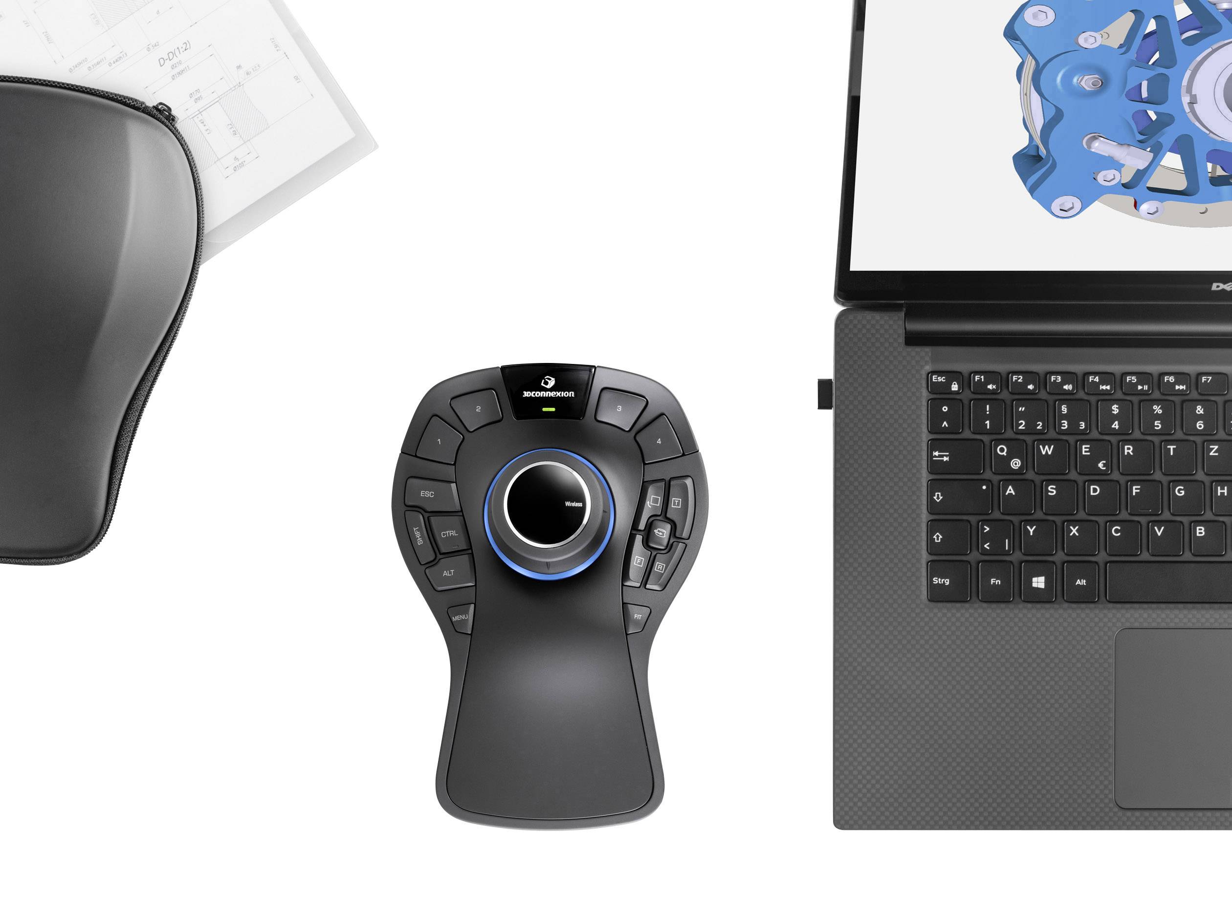 3Dconnexion SpaceMouse Pro Ergonomische Maus Funk Schwarz 15 Tasten Ergonomisch, Beleuchtet, Display, Extragroße Tasten,-6