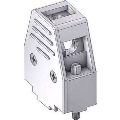 Illustration eines metallischen Anschlags mit Schraubgewinden und Rillen an den Seiten, passend für mechanische Konstruktionen.