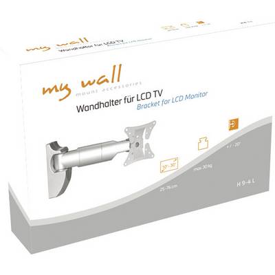 Die Verpackung zeigt einen Wandhalter für LCD-TV von 'my wall'. Geeignet für 10"-30" Bildschirme, trägt bis 30 kg.