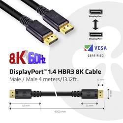 Image of club3D DisplayPort Anschlusskabel DisplayPort Stecker, DisplayPort Stecker 4.00 m Schwarz CAC-1069B DisplayPort-Kabel