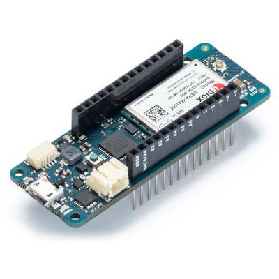 Mikrocontroller-Platine mit Antennenmodul und mehreren Anschlüssen für elektronische Projekte und Prototyping.