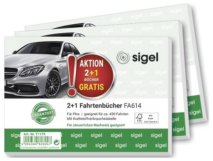 Sigel T1179 DIN A6 quer Fahrtenbuch Anzahl der Blätter: 40 3 St.