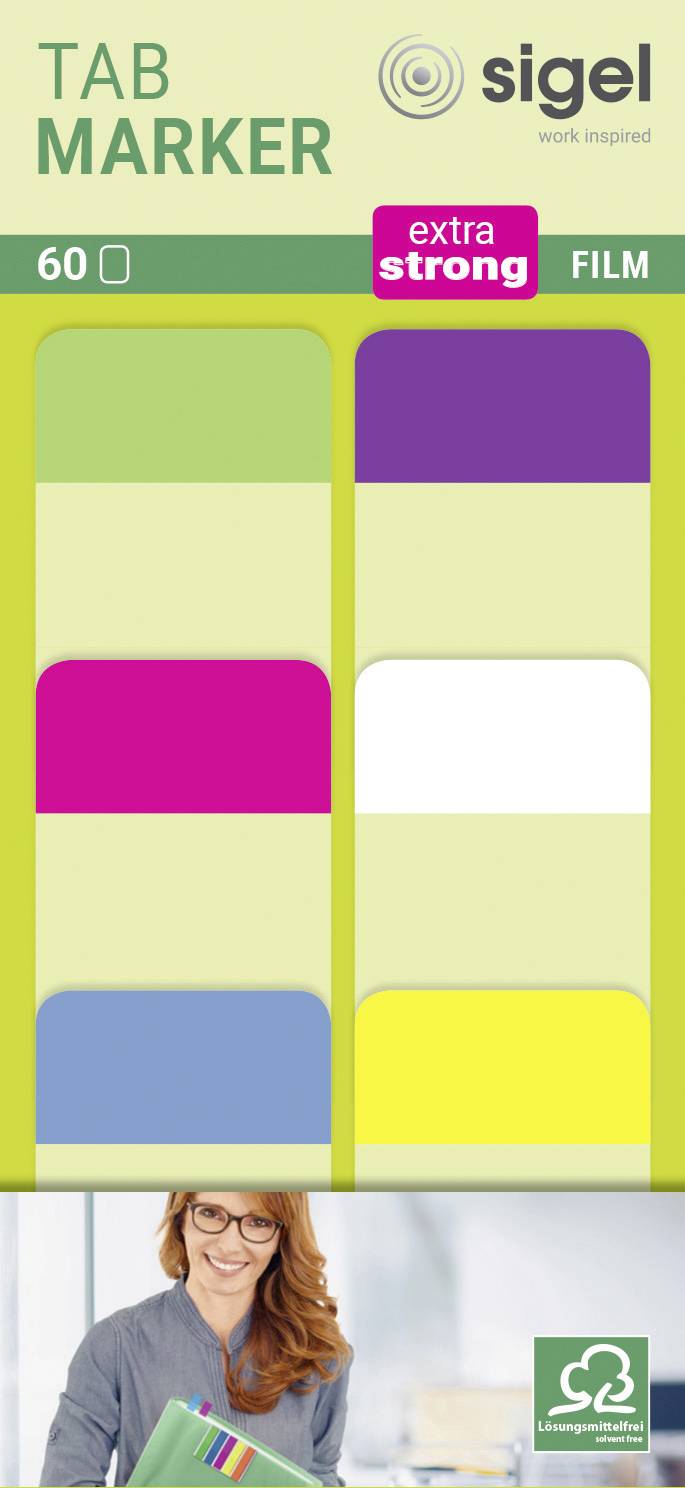SIGEL Haftmarker HN203 60 St./Pack. Grün, Gelb, Pink, Blau, Violett, Weiß