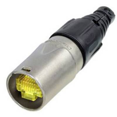 Ein Adapter, der eine XLR-Buchse mit einem Ethernet-Netzwerkkabelanschluss kombiniert, für Audio- und Netzwerkanwendungen.