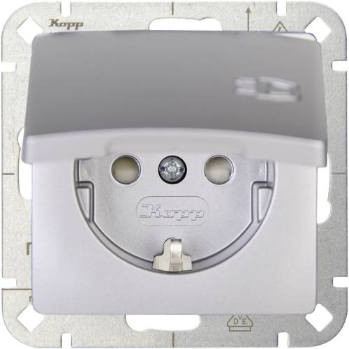 Thumbnail - Kopp 1fach Einsatz Schutzkontakt-Steckdose mit Klappdeckel HK05 Silber 920820000 1 St.