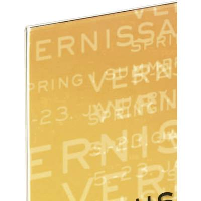 Orangefarbenes Poster mit sich wiederholendem Text in verschiedenen Schriftgrößen: 'VERNISSAGE' und Jahreszeiten.
