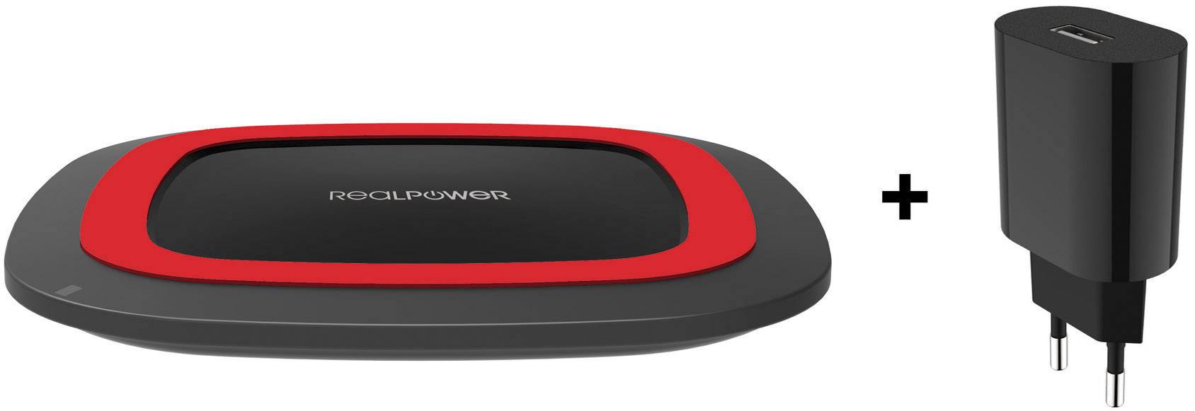 RealPower Ladegerät FreeCharge-10 + Adapter schwarz/rot-2