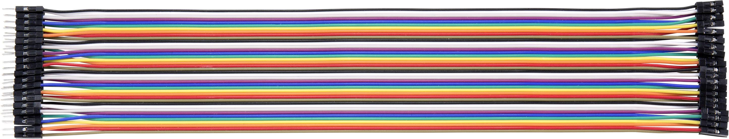 Flachbandkabel mit zehn farbigen Drähten, die parallel verlaufen, an beiden Enden mit Steckverbindern ausgestattet.