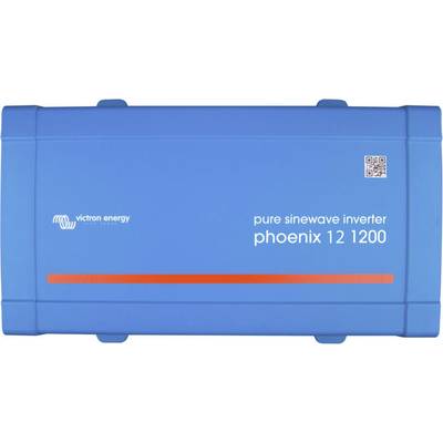Ein blauer Wechselrichter von Victron Energy mit der Aufschrift 'pure sinewave inverter phoenix 12 1200'.
