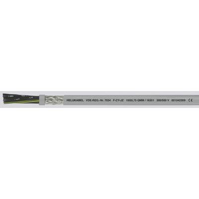 Graues Kabel mit Metallgeflecht und farbigen Drähten im Querschnitt, Aufdruck: 'HELUKABEL 1000V 3G2.5'.