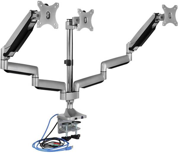 IB-MS505-TI, Monitorständer mit Tischhalterung für drei Monitore bis zu 32’’ (81 cm) und USB/Audio Unterstützung