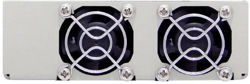 Rückansicht eines Computergehäuselüfters mit zwei Ventilatoren, die von Metallgittern geschützt sind.