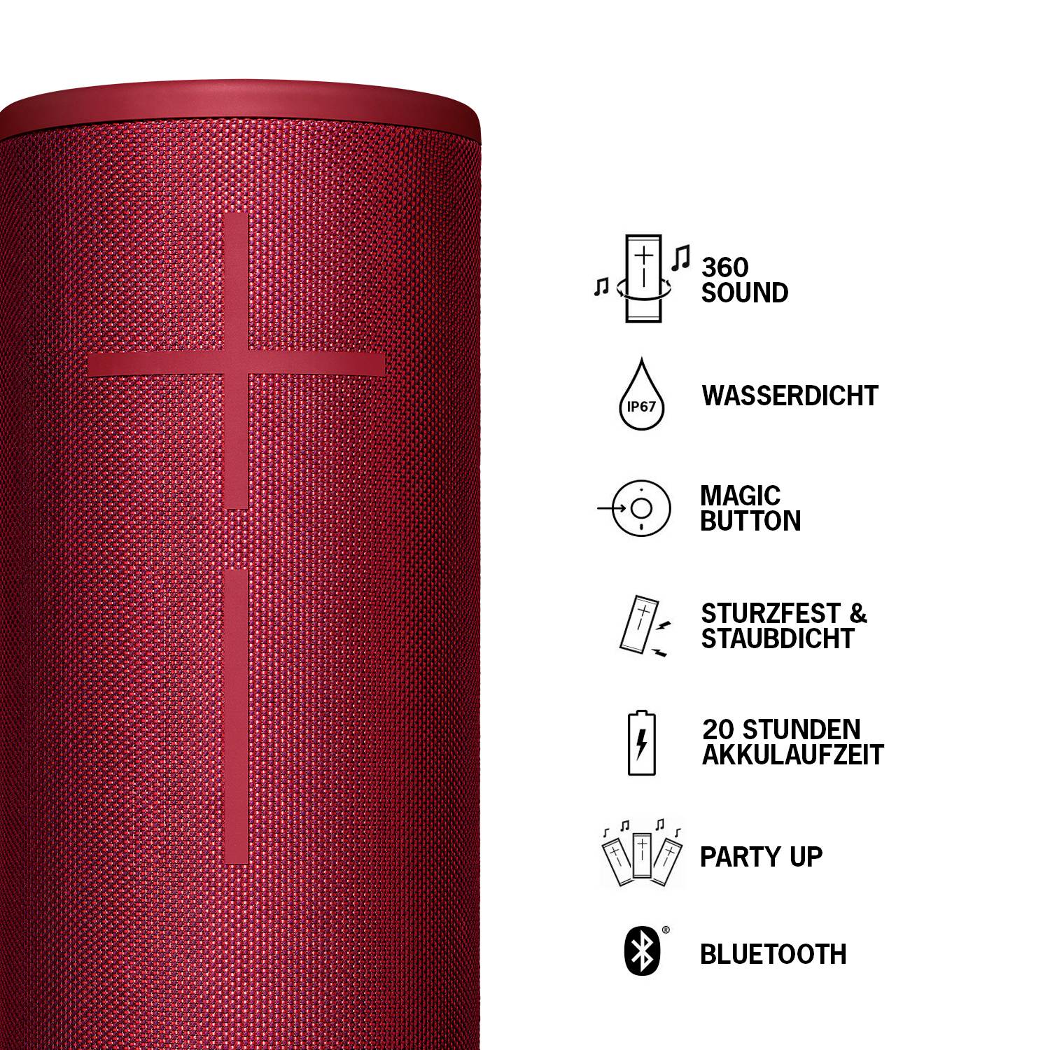 Ultimate Ears MEGABOOM 3 Bluetooth® Lautsprecher tragbar, schockresistent, staubfest, wasserdicht Rot-9