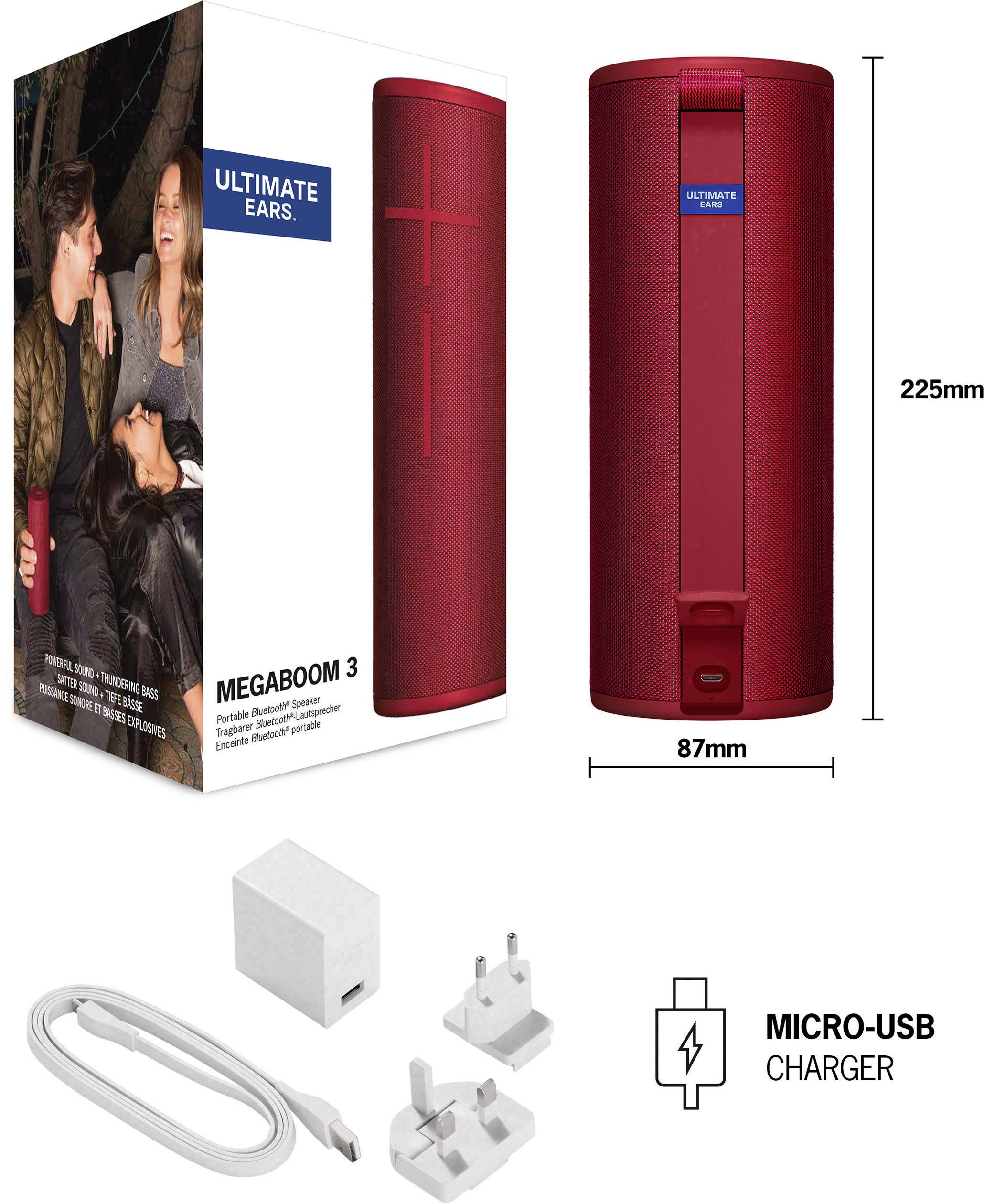 Ultimate Ears MEGABOOM 3 Bluetooth® Lautsprecher tragbar, schockresistent, staubfest, wasserdicht Rot-1