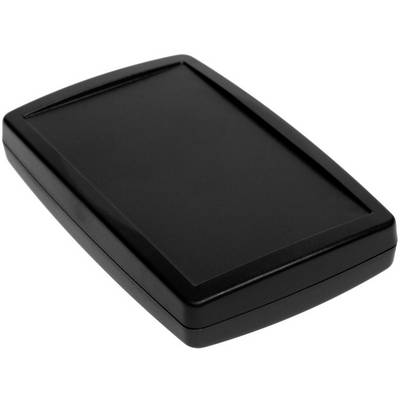 Ein flaches, rechteckiges schwarzes Gerät, ähnlich einem elektronischen Gehäuse, auf einer weißen Oberfläche liegend.