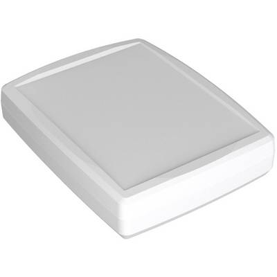 Weiße, rechteckige Plastikbox mit abgerundeten Ecken vor neutralem Hintergrund.