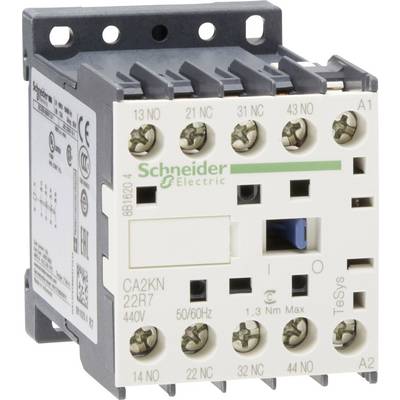 'Schneider Electric Schütz, Modell CA2KN22R7, 440V. Rechteckige Form, mehrere Klemmen oben und vorne, weißes Gehäuse.'