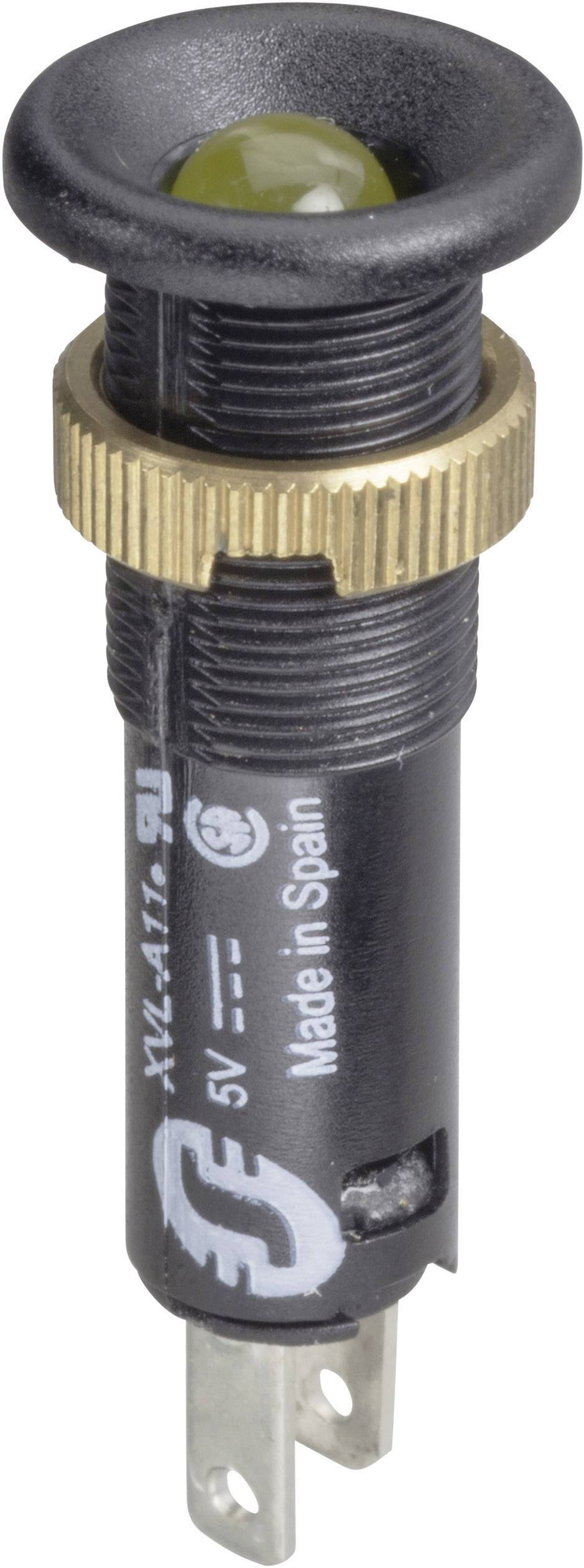 Schwarzer und goldener LED-Halter mit Aufschrift 'Made in Spain', Modellnummer 'XYL-417', Spannung '5V'.