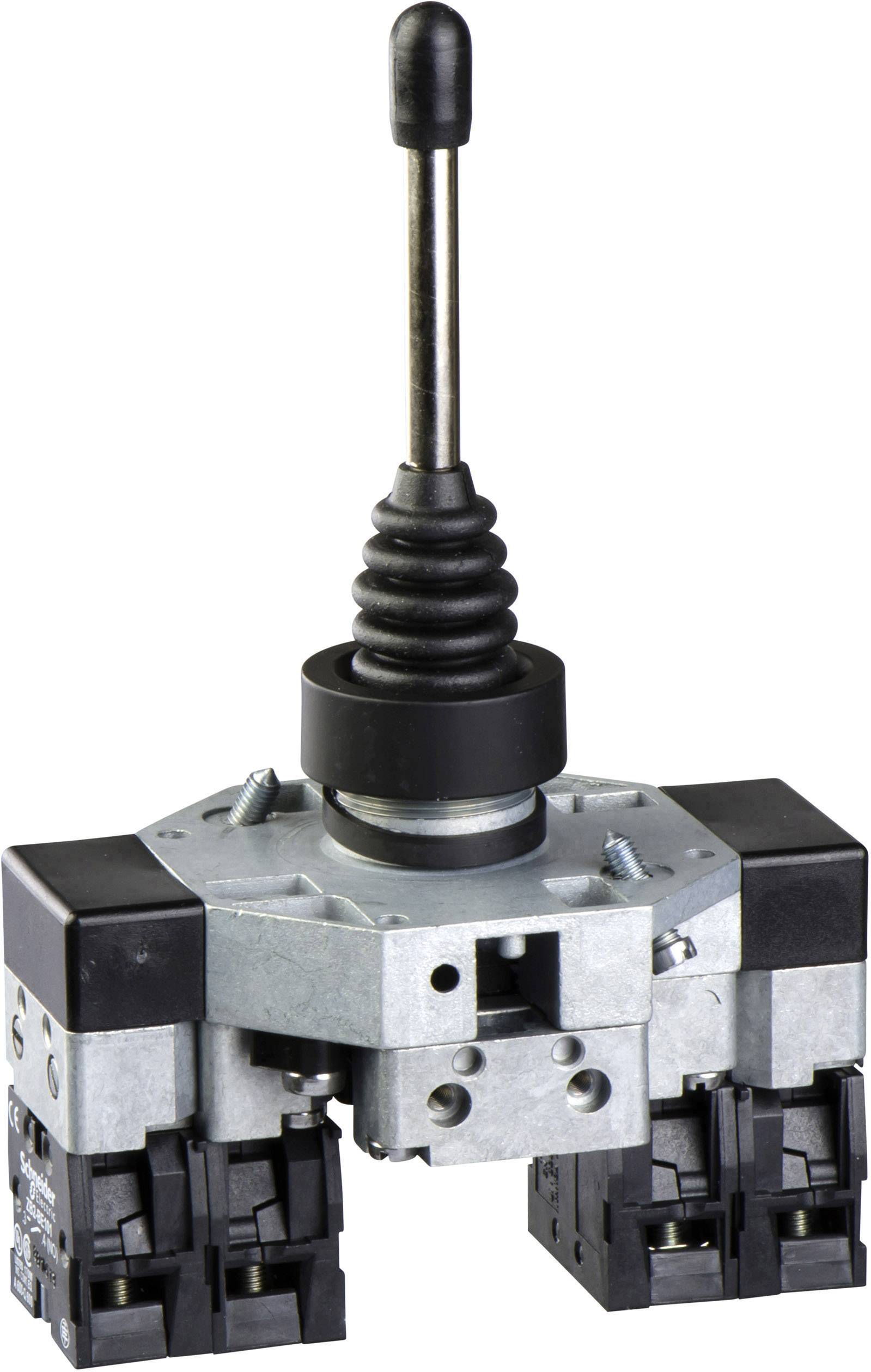 Joystick mit Metallbasis und schwarzem Griff, geeignet für industrielle Steuerungen oder Maschinenbedienung.