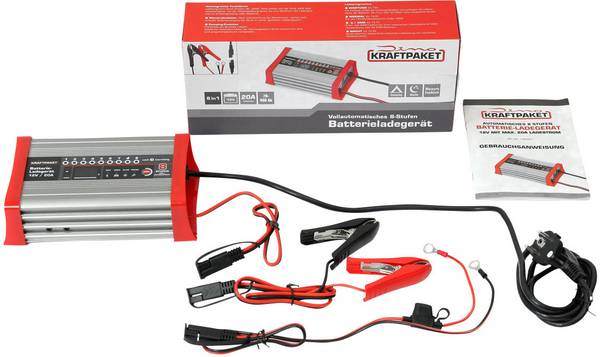 Dino KRAFTPAKET KFZ Batterieladegerät 20A-12V mit Camping-, Nacht-und Memory-Speicher  136320 Automatikladegerät 12 V 20 A
