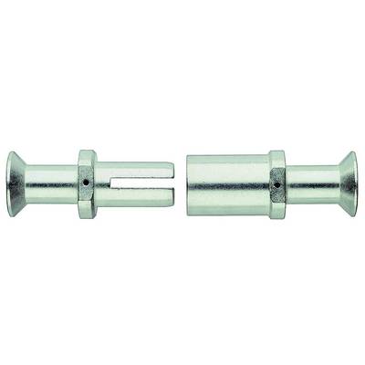 Metallverriegelungskomponenten in zwei Teilen, links mit Aussparung, rechts zum Einfügen geeignet.