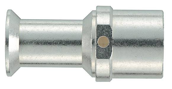 Silberner Rohrverbinder aus Metall, zylindrische Form mit glatter Oberfläche, wird zur Verbindung von Rohren verwendet.