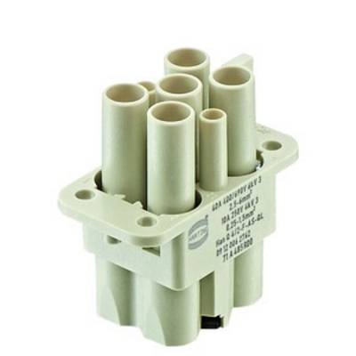 Ein sechspoliger Steckverbinder in grauer Farbe, hauptsächlich für elektrische Verbindungen in industriellen Anwendungen verwendet.