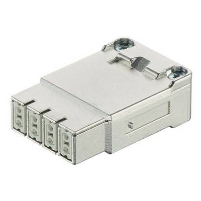 Metallischer Steckverbinder mit vier quadratischen Ports.