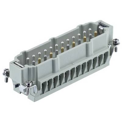 Industrie-Steckverbinder mit grauem Gehäuse und mehreren Metallkontakten, geeignet für elektrische Verbindungen und Maschinen.