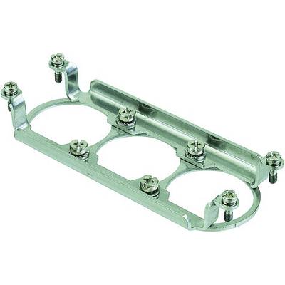 Metallhalterung mit sechs Schrauben, geeignet zur Befestigung von runden Elementen.