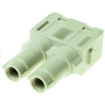 Ein grüner Steckeradapter mit zwei Steckanschlüssen, geeignet für die Verbindung elektrischer Kabel unterschiedlicher Geräte.