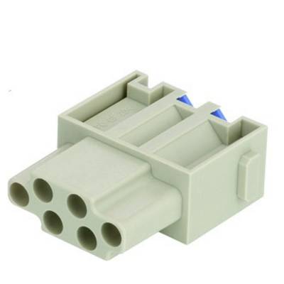 Ein grauer elektrischer Steckeradapter mit fünf Löchern auf der Vorderseite.