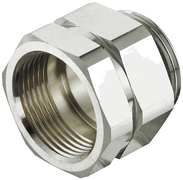 Sechskant-Metallmutter mit Innengewinde, glänzend und robust, oft zur Befestigung in mechanischen Anwendungen verwendet.