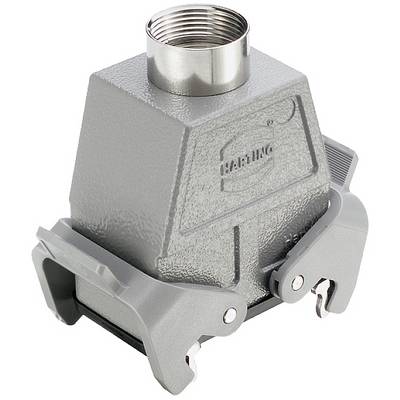 Industrieller Steckverbinder mit robustem Metallgehäuse, oben ein Gewindeanschluss für Kabel. Entworfen für industrielle Anwendungen.