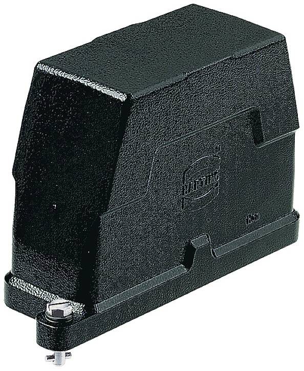 Ein rechteckiges, schwarzes Gehäuse für elektronische Bauteile mit einem Schraubanschluss an der Unterseite.