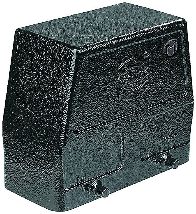 Metallisches Gehäuse mit rechteckiger Form und reliefartiger Textur, zwei hervorgehobene Markierungen auf der Vorderseite.