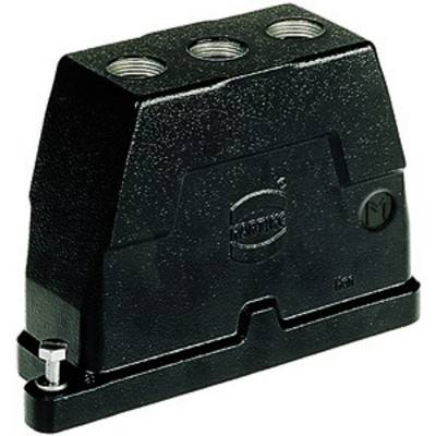 Schwarzes elektrisches Steckverbindergehäuse mit drei kreisförmigen Öffnungen oben, geeignet für industrielle Anwendungen.