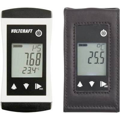 Zwei digitale Thermometer. Links zeigt 7,68 und 23,4°C, rechts zeigt 25,5°C. Beide Geräte mit schwarzem Gehäuse, eines mit Schutzhülle.