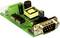 Eine grüne elektronische Platine mit verschiedenen Bauteilen und einem schwarzen Anschlussstecker auf der rechten Seite.