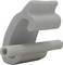 Kunststoffteil, vermutlich ein Halter oder Clip, mit einer geschwungenen Form und einem kleinen Röhrchen an der Unterseite.