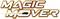 'Magic Mover' Logo mit modernem Schriftstil und dynamischer Linienführung, die Geschwindigkeit und Innovation symbolisiert.