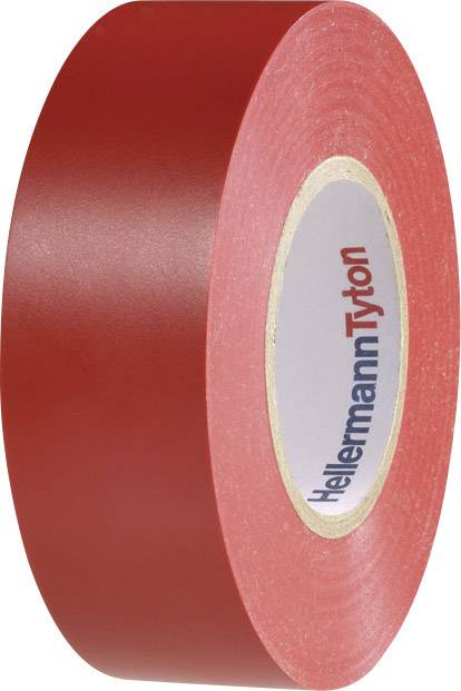 Rolle mit rotem Isolierband, Markenname 'HellermannTyton' in der Mitte des Kerns sichtbar.