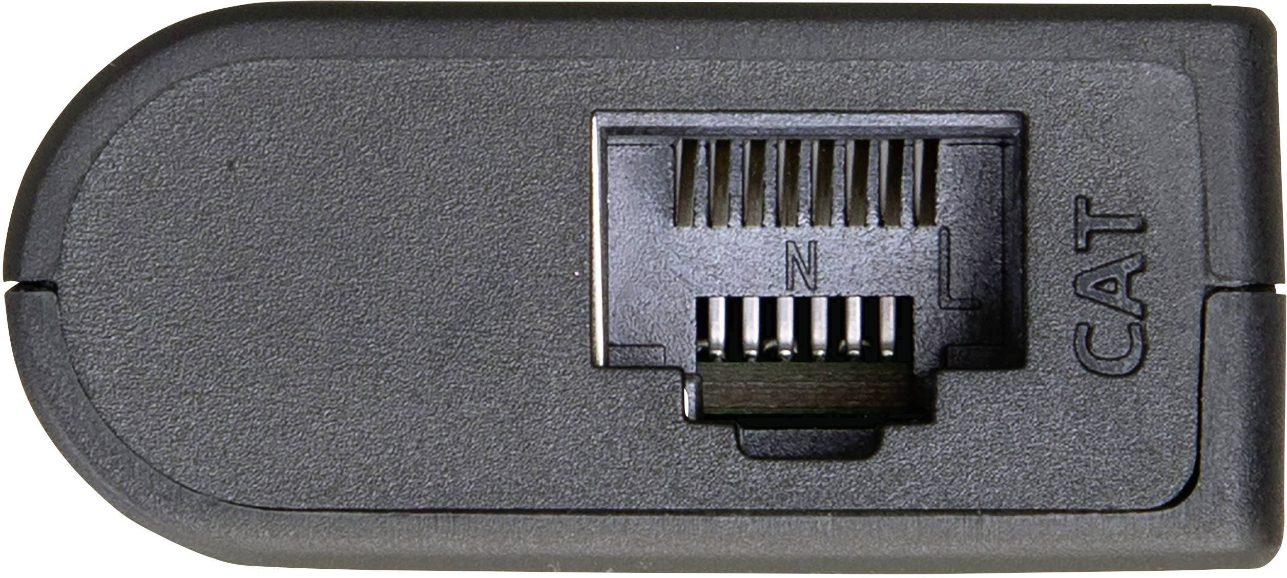 Ein schwarzer CAT-Stecker, meist verwendet für Netzwerkkabelverbindungen.