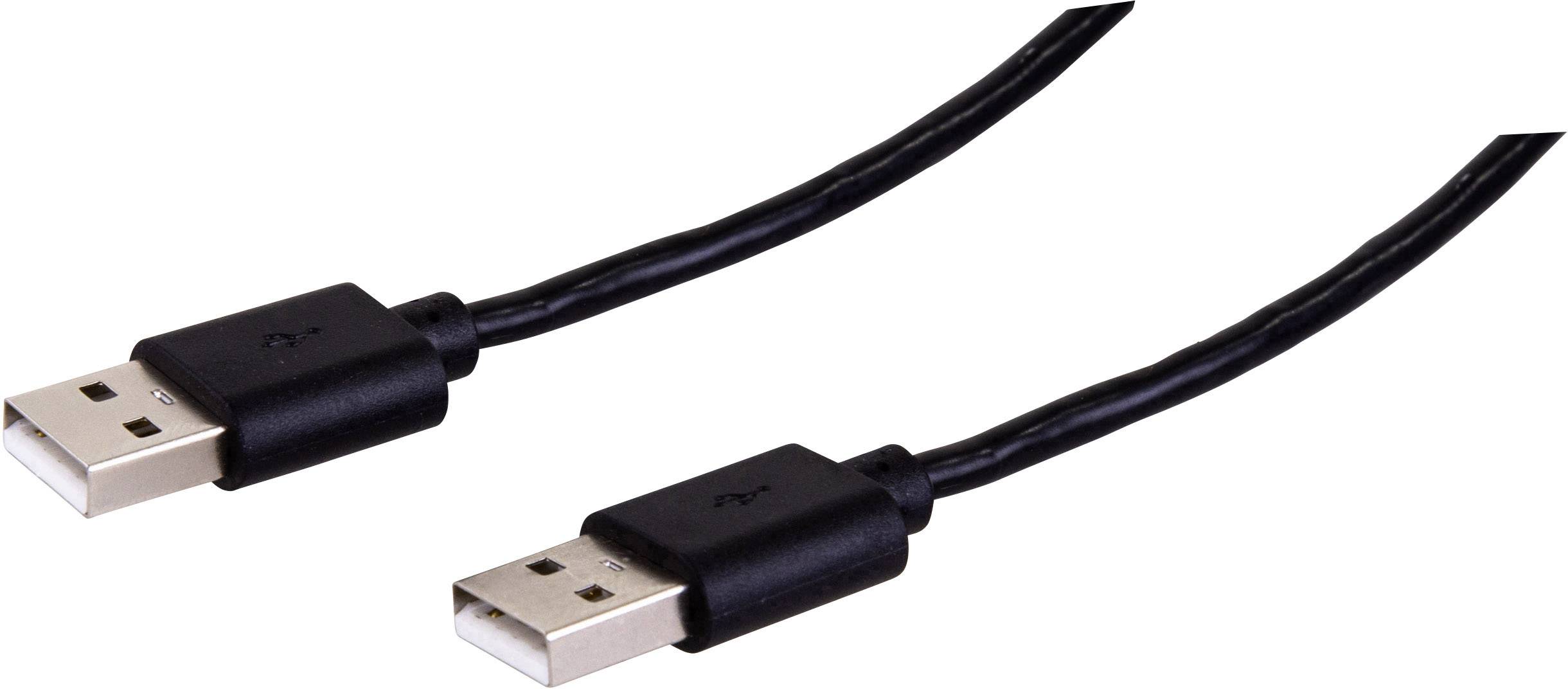 Ein schwarzes USB-Kabel mit zwei USB-A-Steckern an beiden Enden, geeignet zum Anschließen von Geräten wie Computern und Peripheriegeräten.