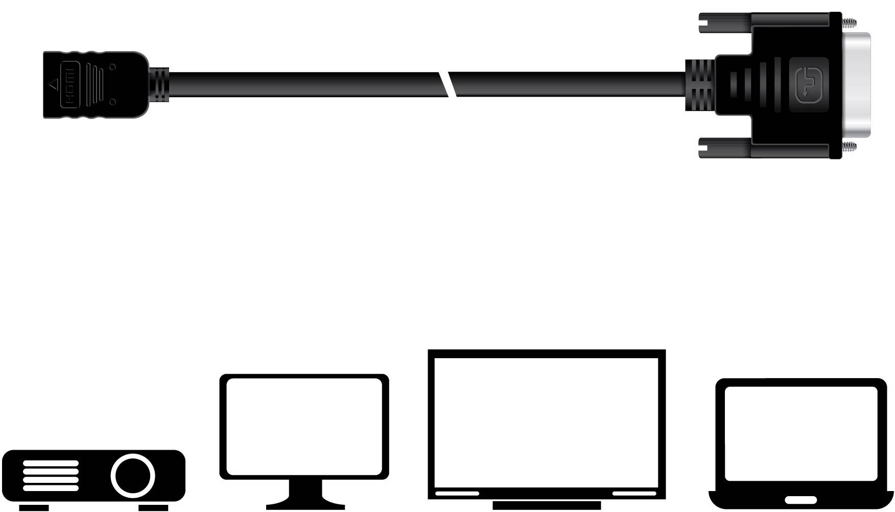 'VGA-Kabelverbindung zu einem Projektor, Monitor und Laptop.'